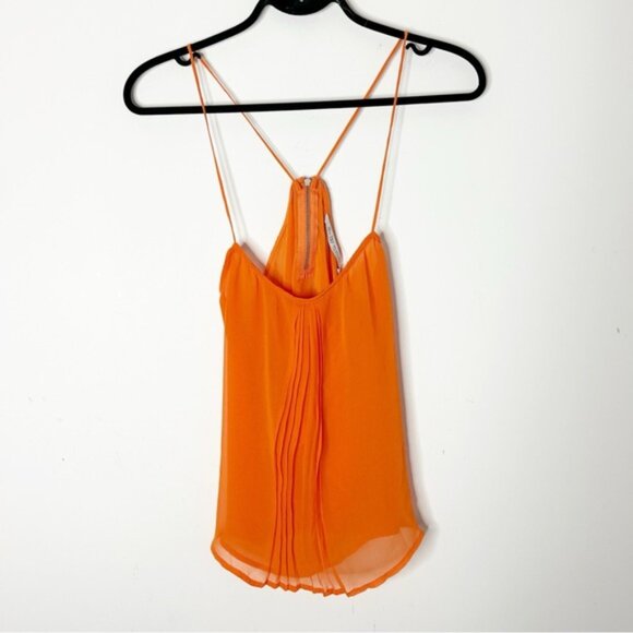 ZARA Cami Blouse Tank Top Chiffon Flowy V-neck Criss cross Bright Orange 00s S - Picture 3 of 13